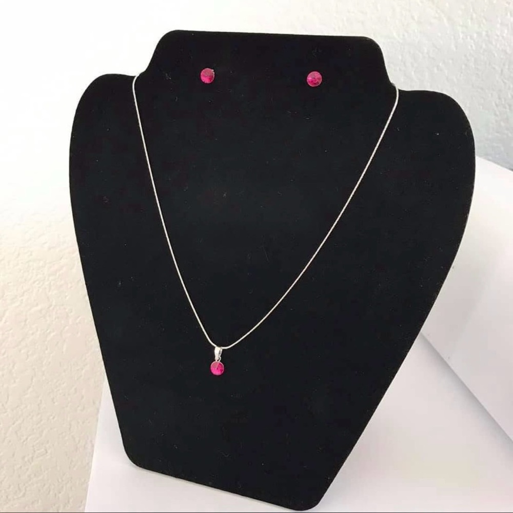 Swarovski Pink Crystal Necklace and Earring Set
